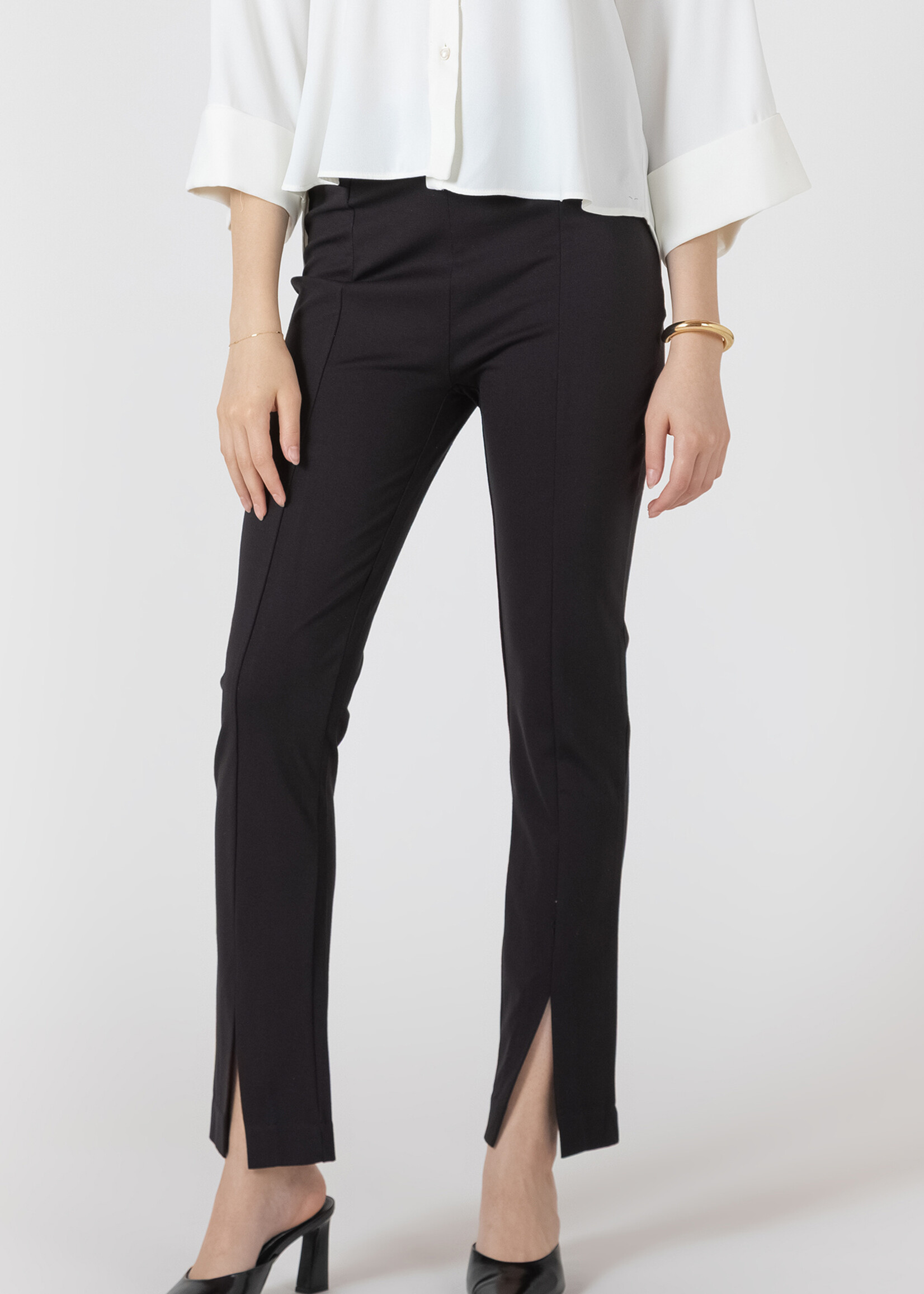 Black Tape Split Hem Slim Pants