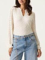 Garcia Textured Split-Neck Longsleeve Top