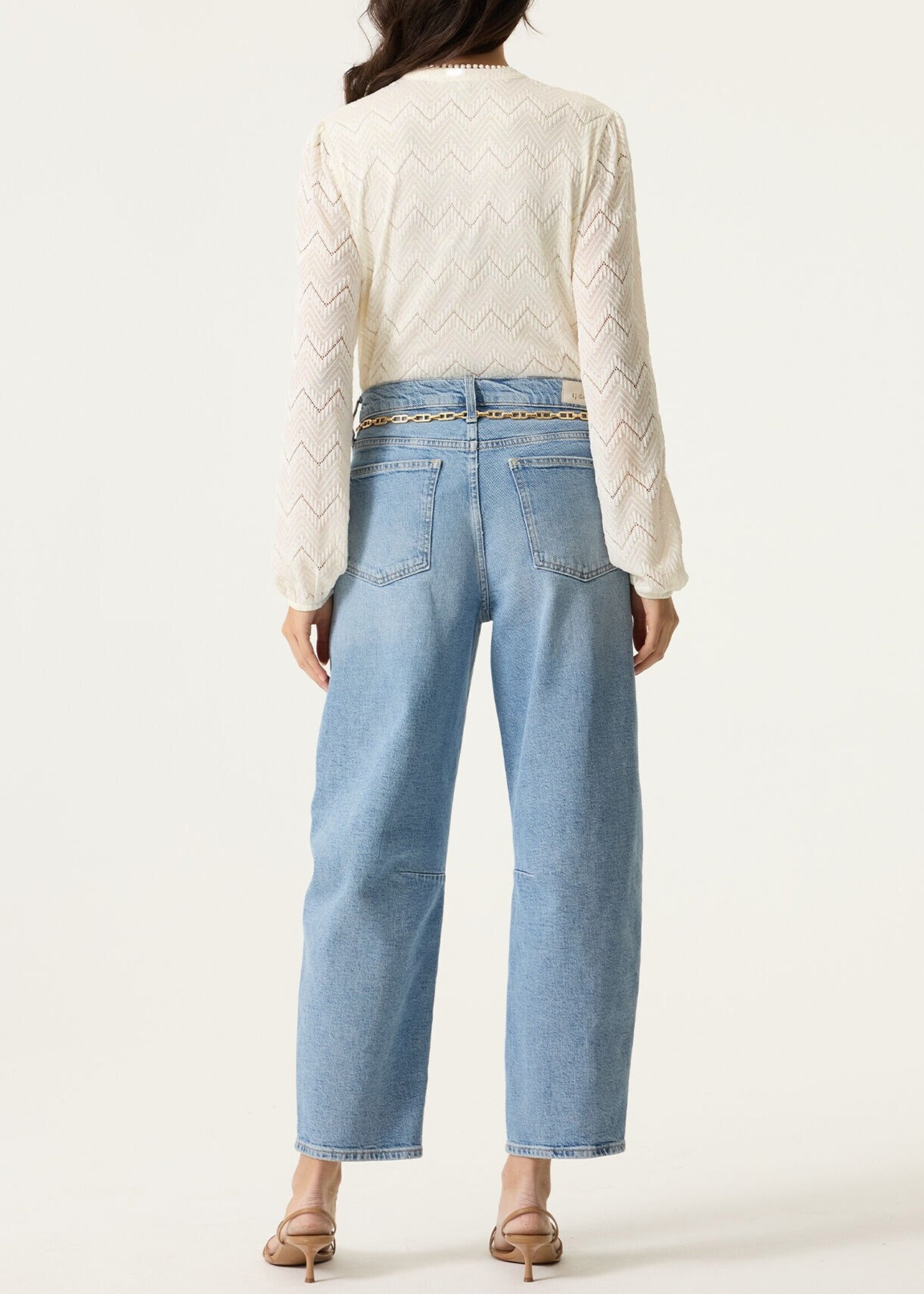 Textured Split-Neck Longsleeve Top