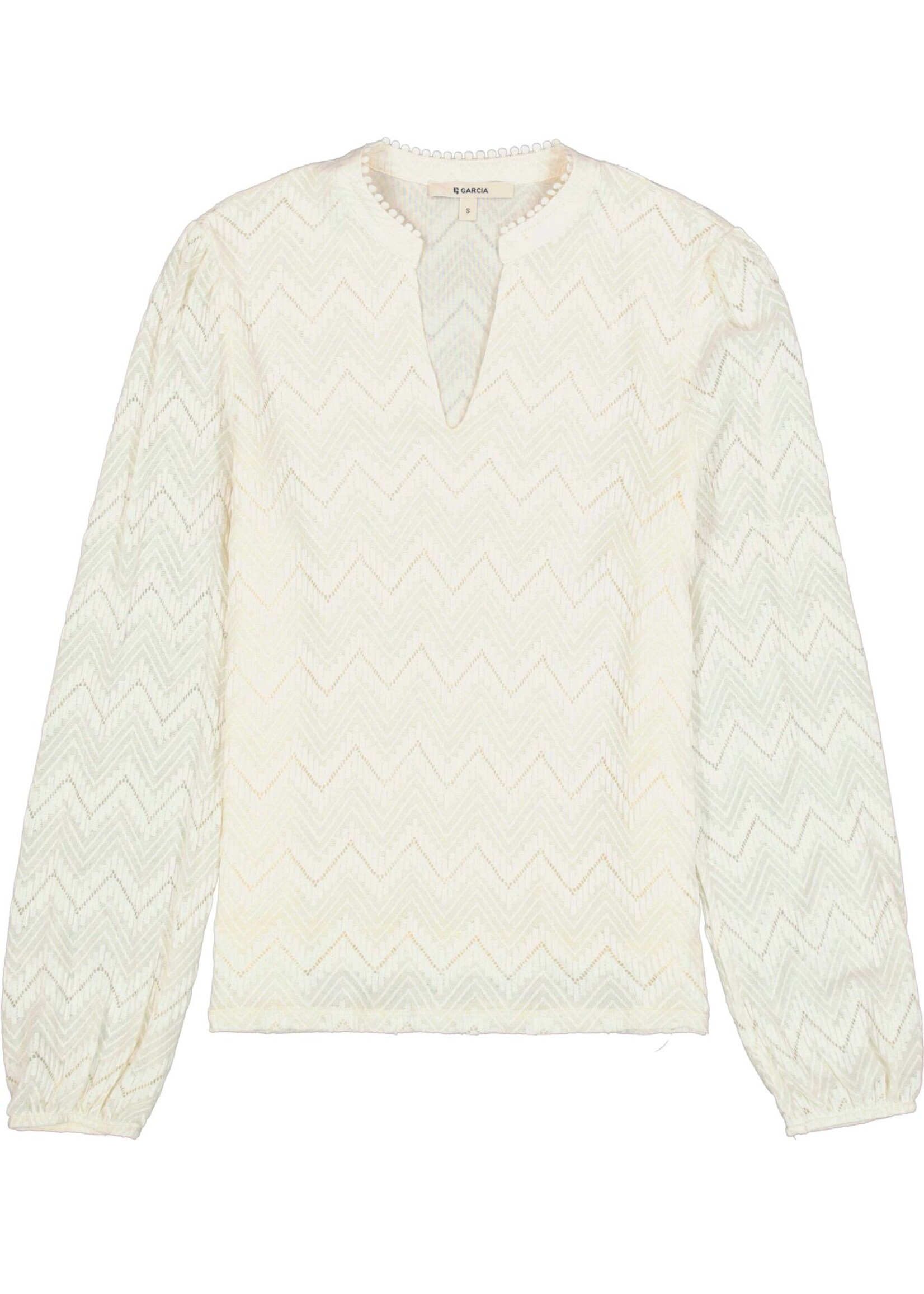 Textured Split-Neck Longsleeve Top