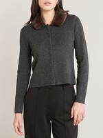 Black Tape Fur Collar Cardigan