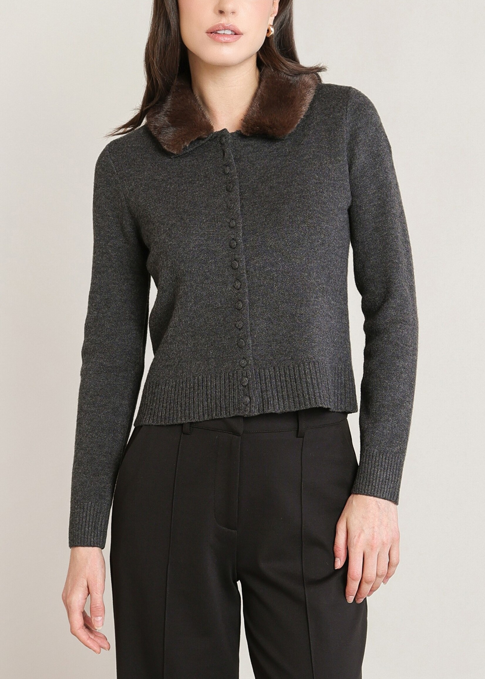 Fur Collar Cardigan