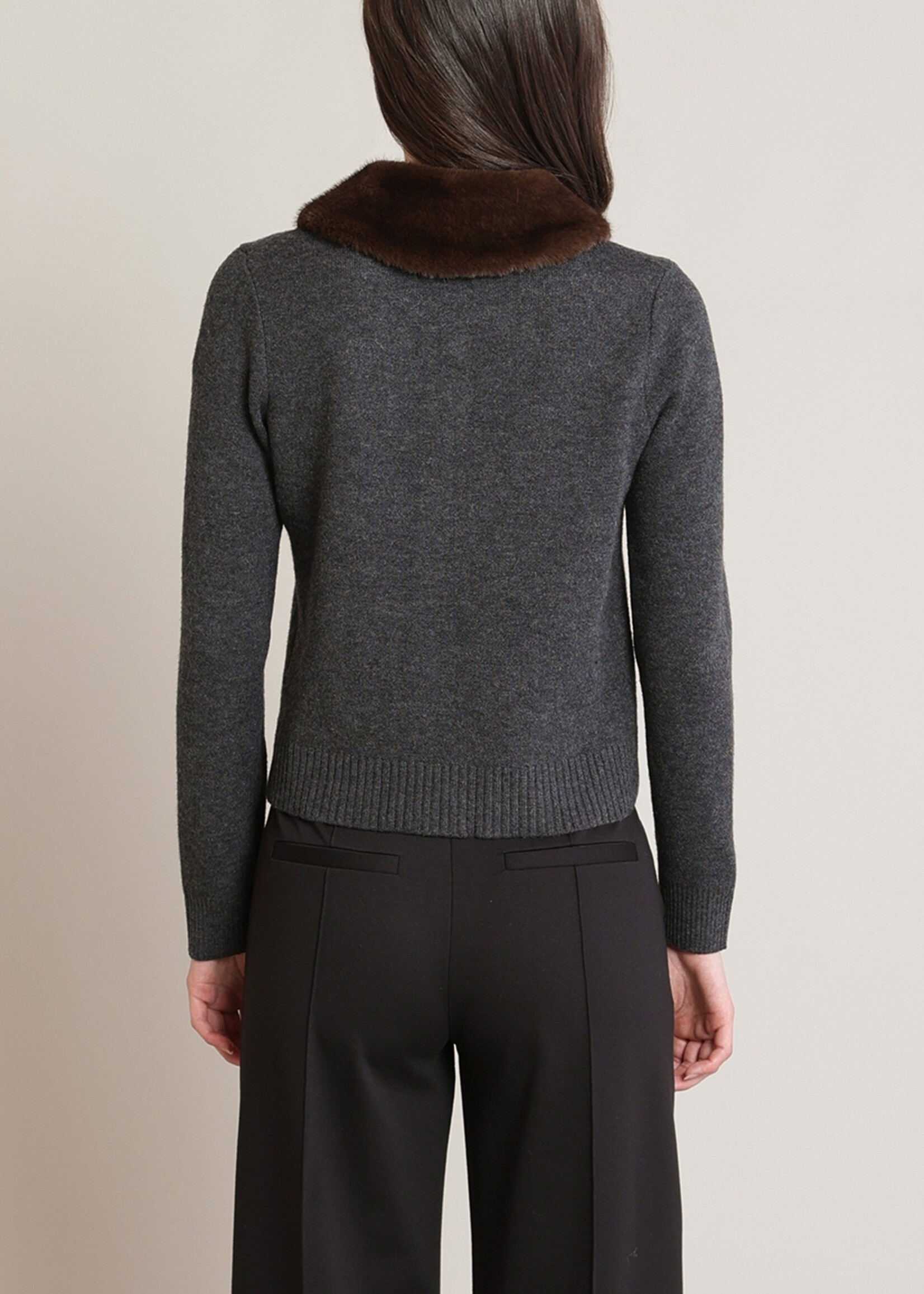 Fur Collar Cardigan