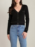 Black Tape V-Neck Trim Cardigan