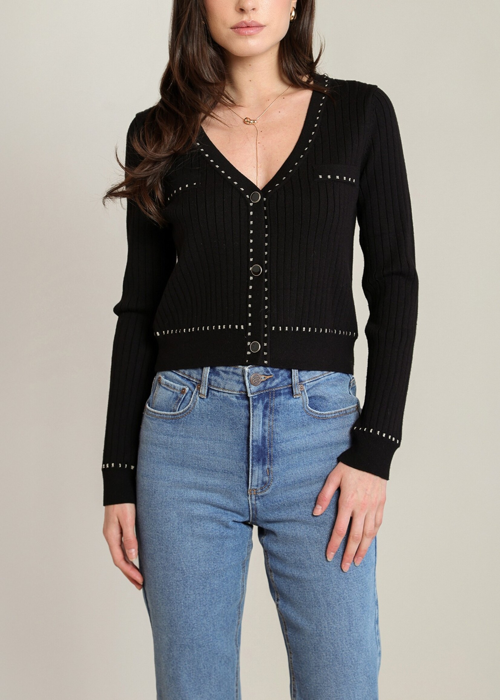 V-Neck Trim Cardigan