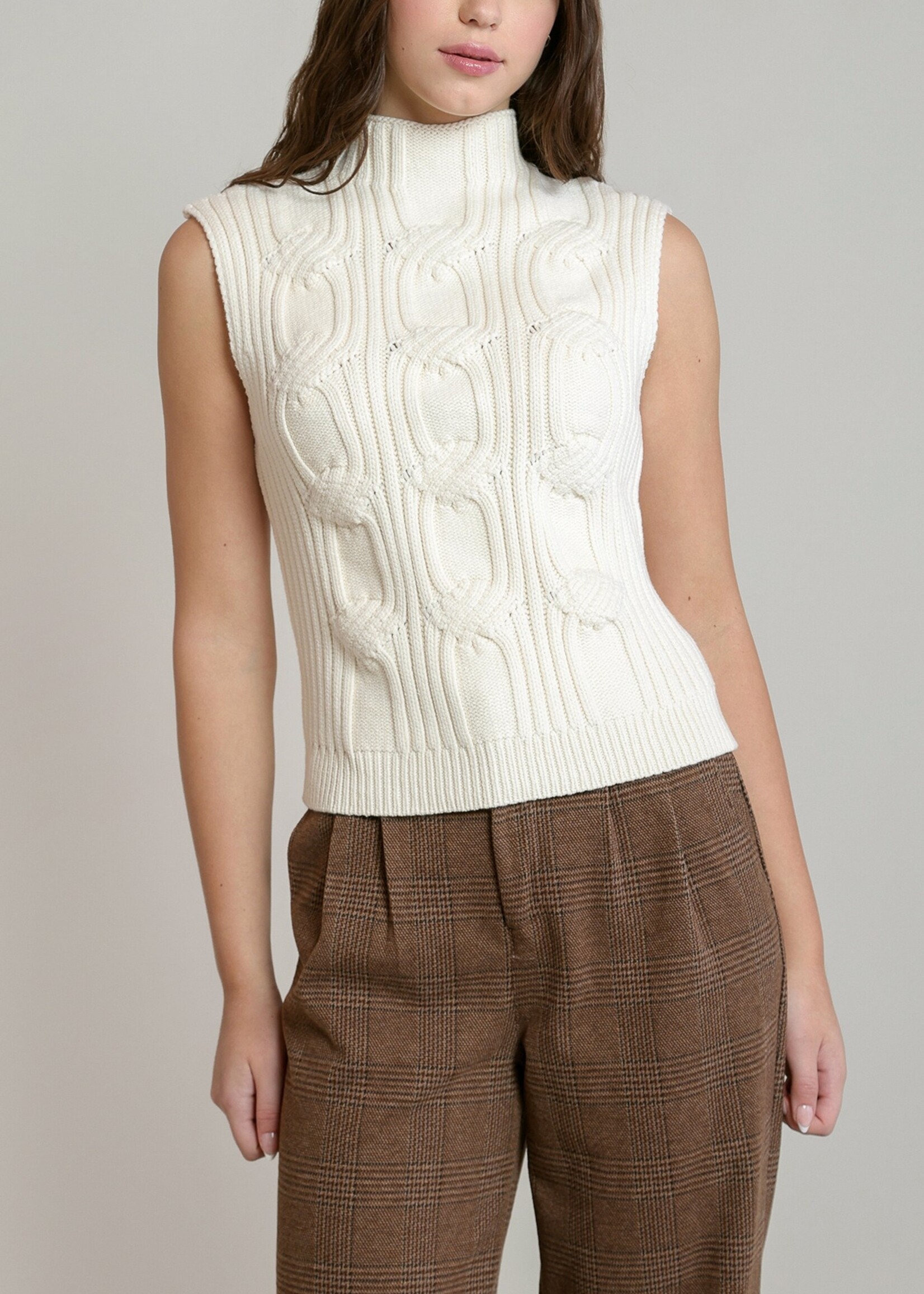 Cable Knit Mockneck Vest