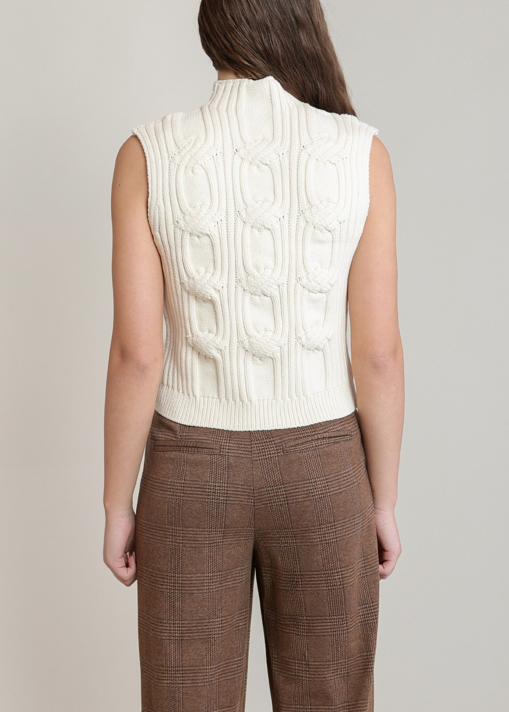 Cable Knit Mockneck Vest