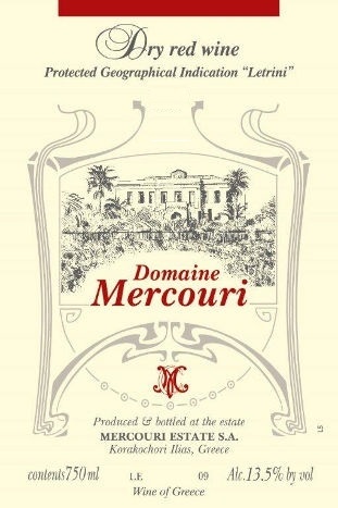 Domaine Mercouri Estate Dry Red Wine Letrini 2020 750ml