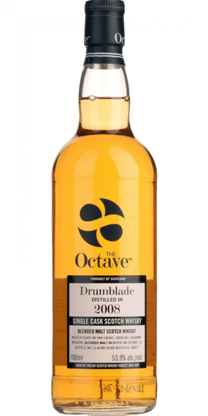 Duncan Taylor "The Octave" Drumblade 9yr Single Cask Blended Malt Scotch Lowland 2008 750mL