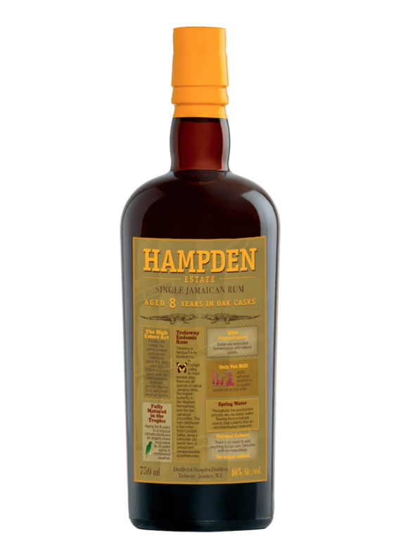 Hampden Estate Single Jamaican Rum Aged 8 Years in Oak Casks 750mL