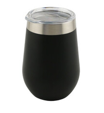 Triple Walled Stemless Wine Glass with Lid (black)