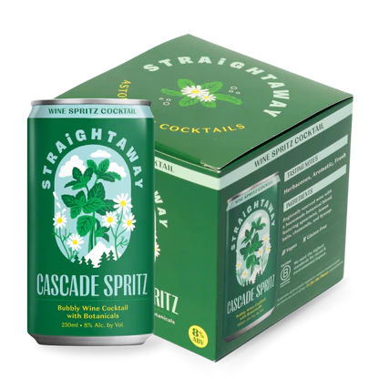 Straightaway "Cascade Spritz" Bubbly Wine Cocktail with Botanicals 250ml 4pk