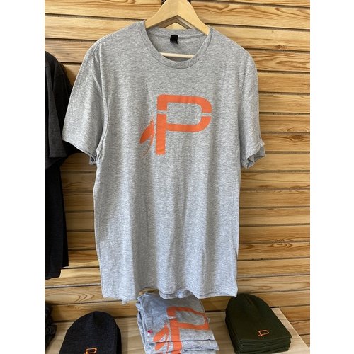 Precision Fly Fishing Precision Orange "P" T-Shirt Light Heather Grey Precision Fly Fishing Precision Orange "P" T-Shirt Light Heather Grey