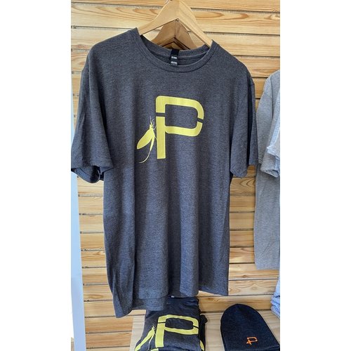 Precision Fly Fishing Precision Yellow "P" T-Shirt Heather Carcoal Precision Fly Fishing Precision Yellow "P" T-Shirt Heather Carcoal