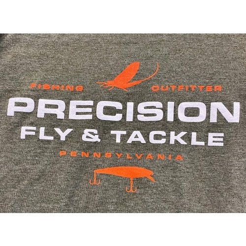 Precision Fly Fishing Precision Heathered Olive Orange/White Bass Plug Tee Precision Fly Fishing Precision Heathered Olive Orange/White Bass Plug Tee