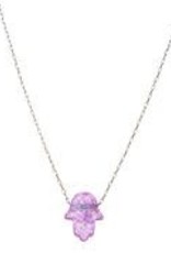 Necklace, Pink Opal Hamsa