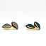 Gold Dipped Marquise Studs - Grey