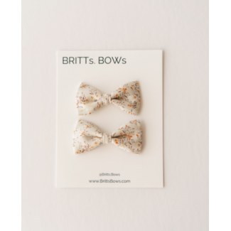 Pigtail Bow Sets of 2 White/Orange Floral