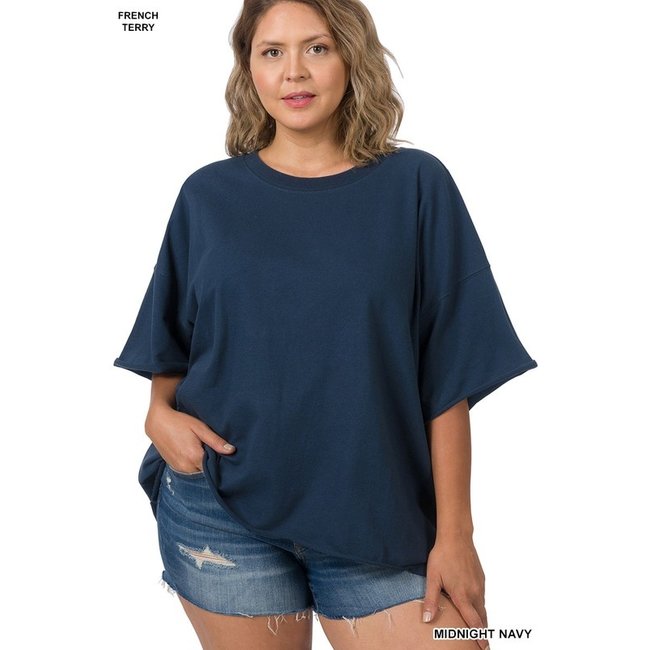 Zenana Curve French Terry Drop Shoulder Top