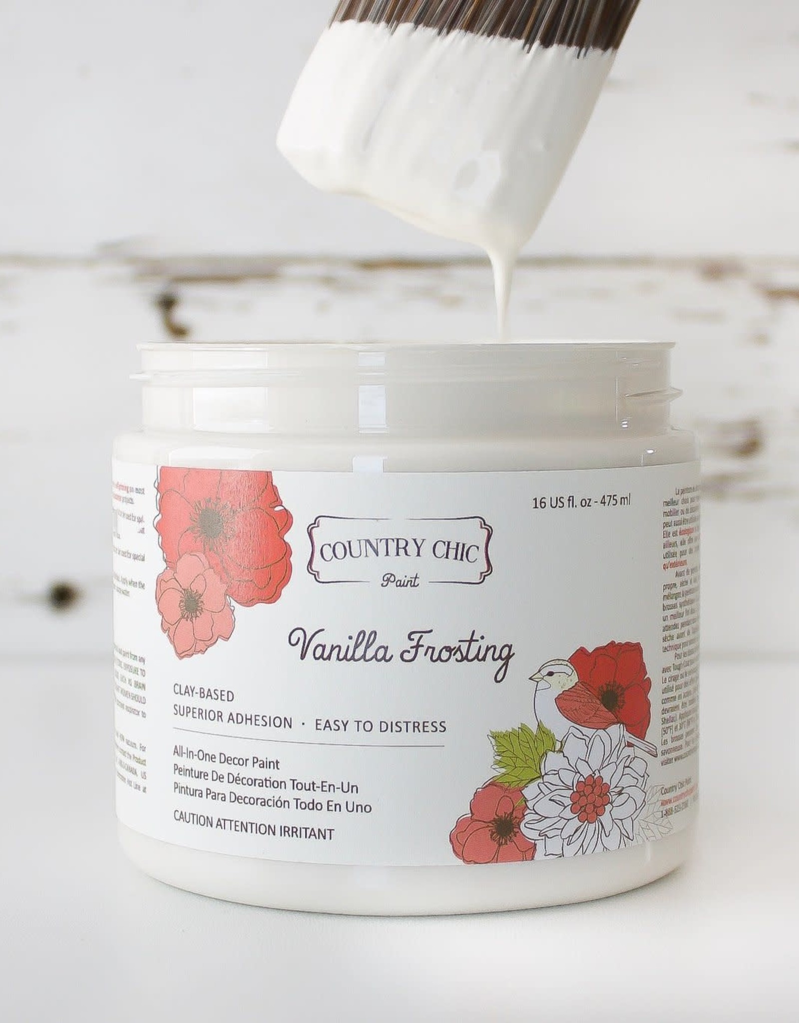 Country Chic Paint Vanilla Frosting Off-White Chalk Style Furniture Paint 16 oz