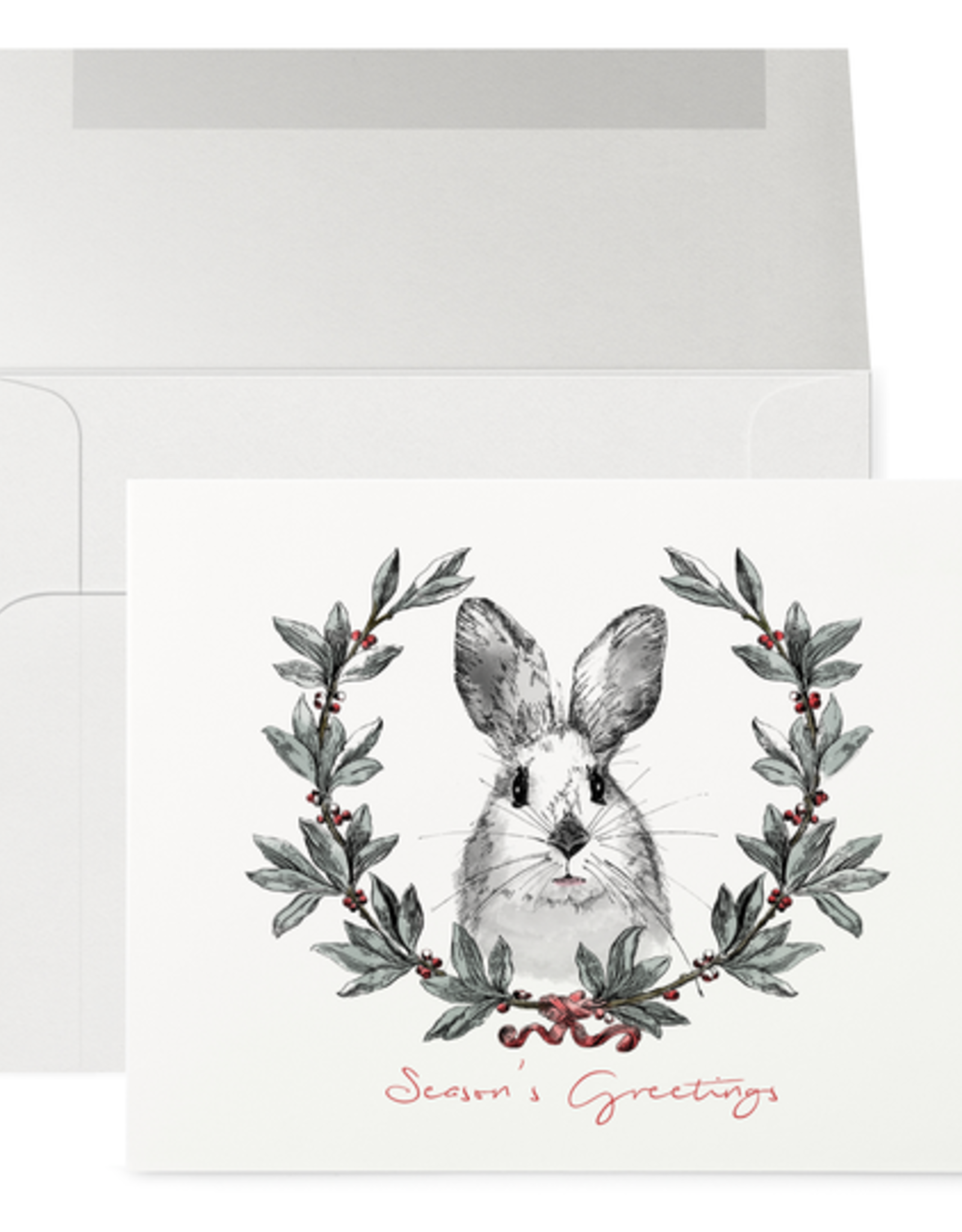 Petits Mots Petits mots, Holiday card, Rabbit with Wreath