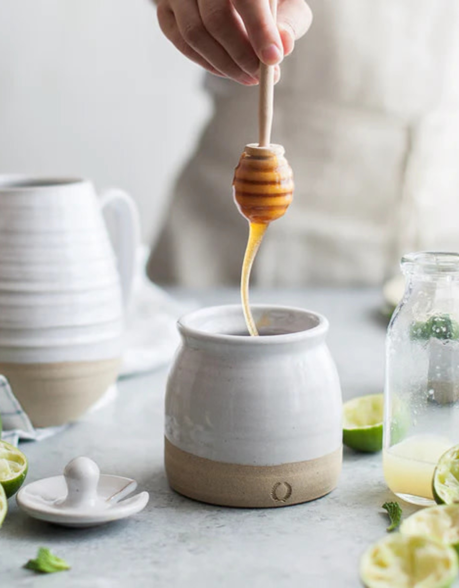 Farmhouse Pottery Beehive Honey Pot with Wooden Dipper