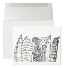 Petits Mots Petits Mots Card, Owl & Feathers