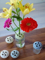 Handmade Pottery Flower Caps, Warm White