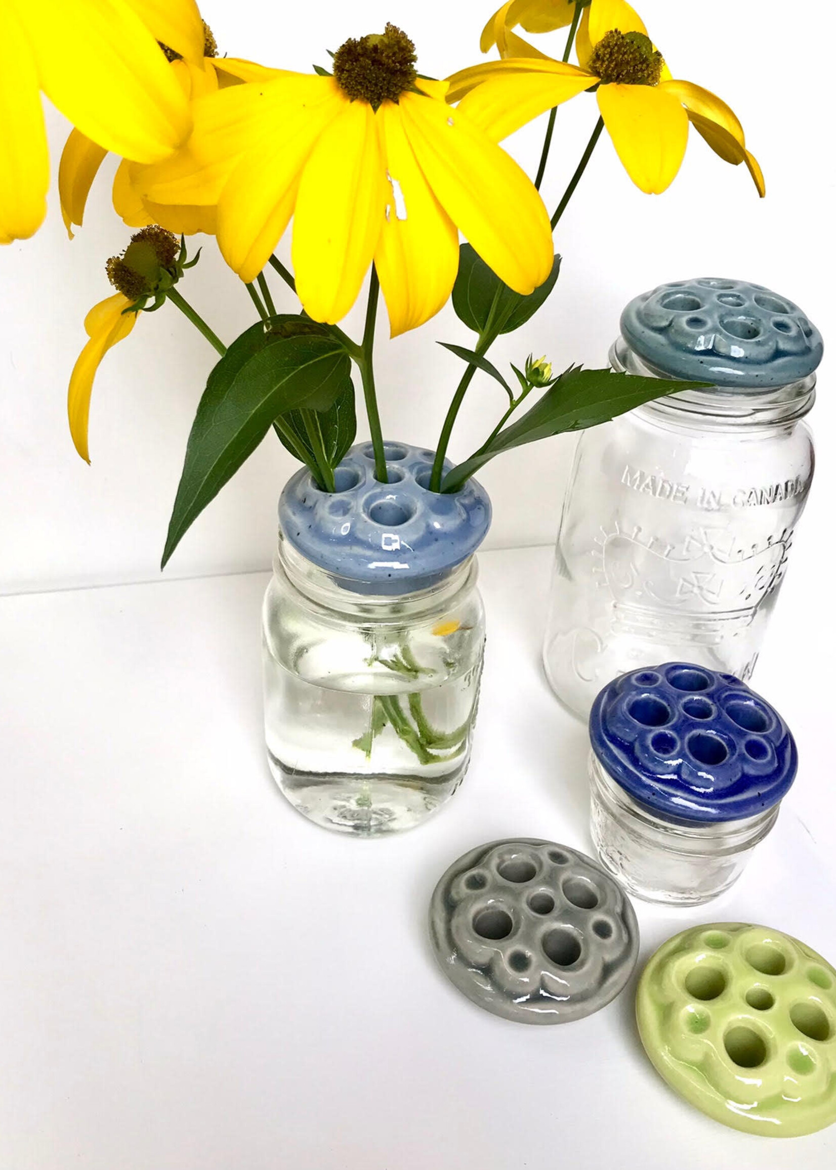 Handmade Pottery Flower Caps, Warm White