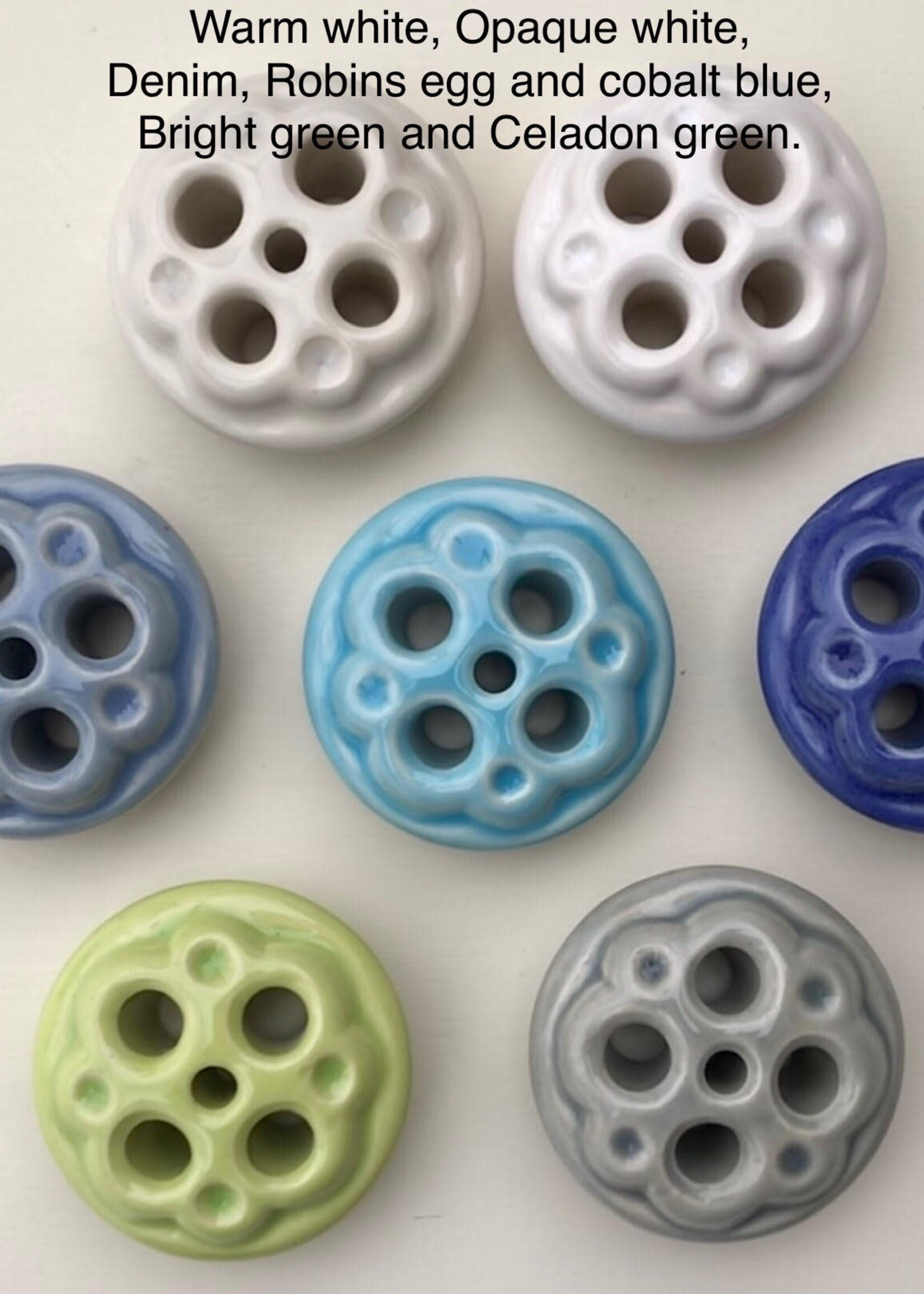 Handmade Pottery Flower Caps, Warm White