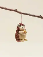 Farmhouse Pottery Felted Hedgehog Ornament, Brown