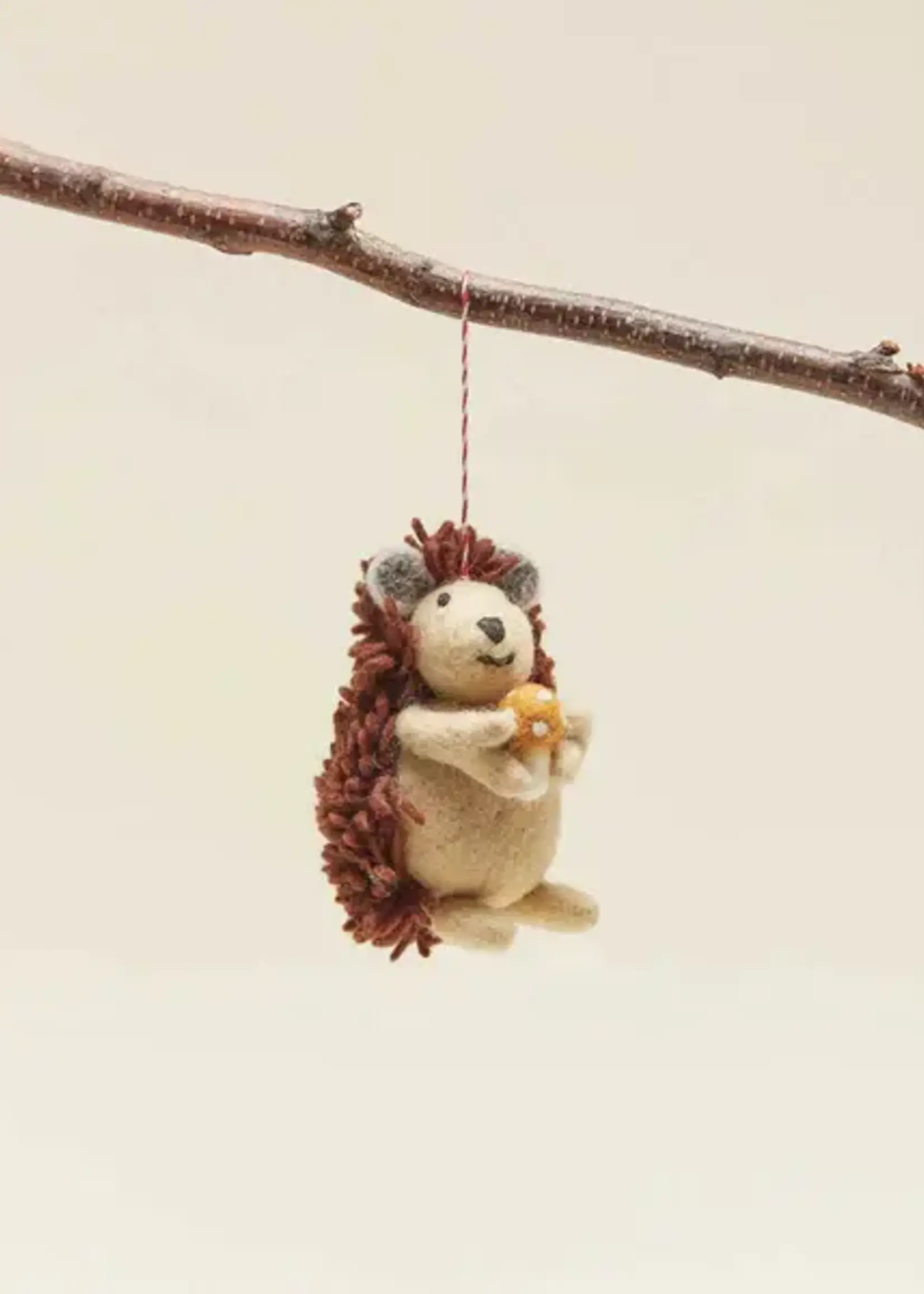 Farmhouse Pottery Felted Hedgehog Ornament, Brown