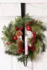 Irvin's Tinware Wrought Iron Over the Door Wreath and Candle Holder