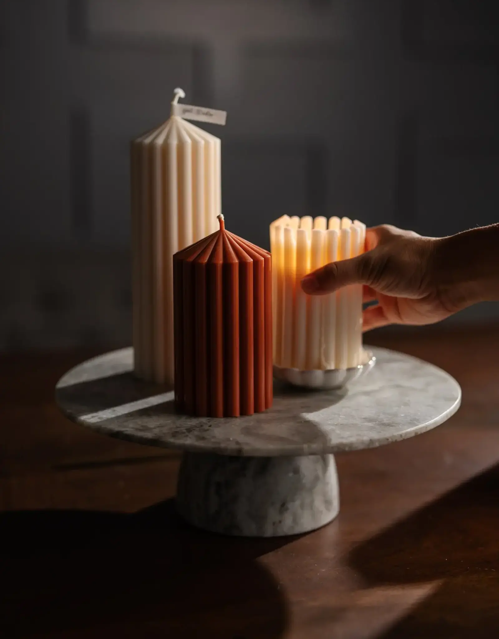 Zoetstudios ZOETSTUDIO Ribbed Pillar Candle, 13” Terracotta