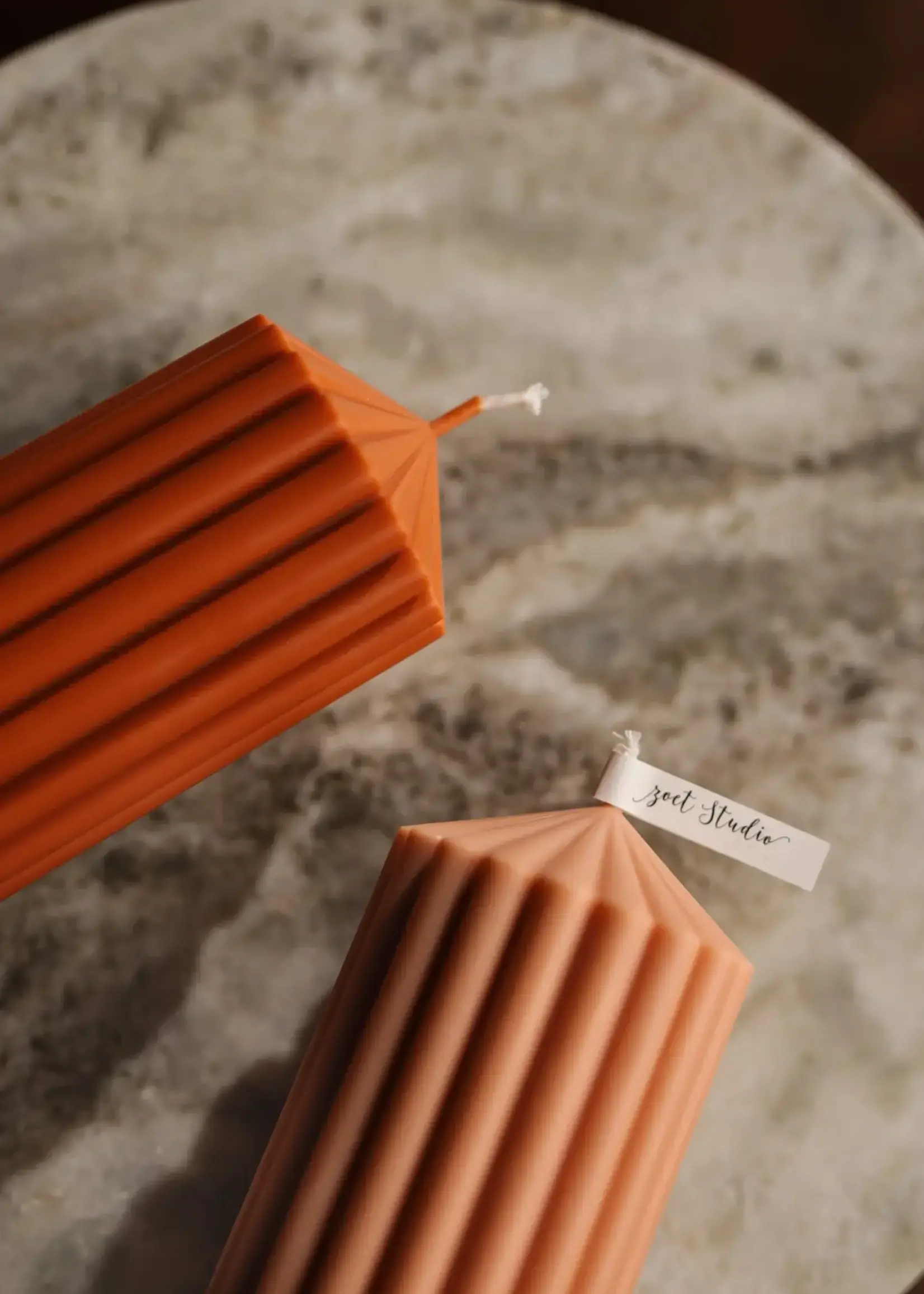 ZOETSTUDIO Ribbed Pillar Candle, 20” Nude