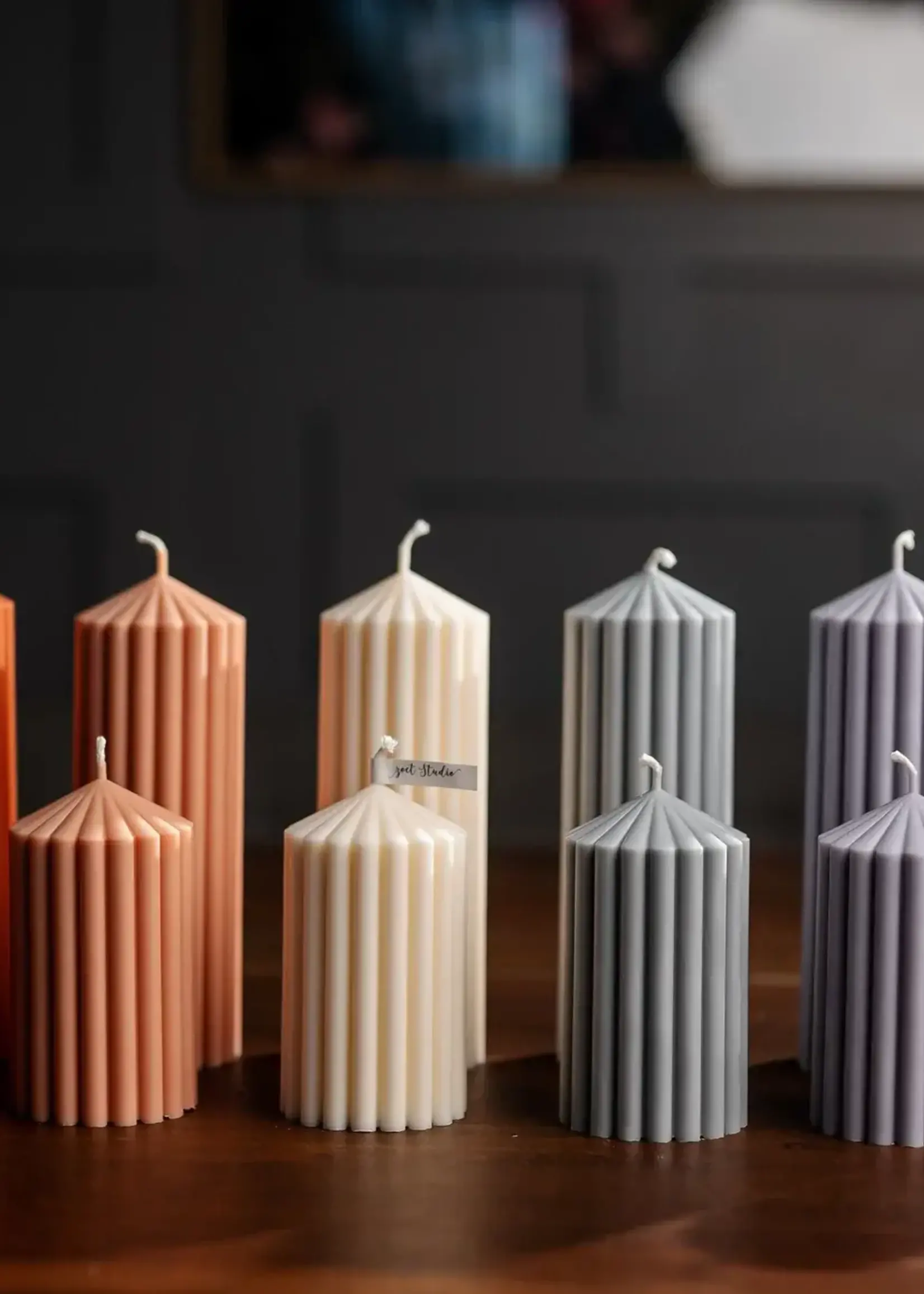 ZOETSTUDIO Ribbed Pillar Candle, 20” Nude