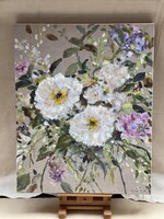 Kirn Gill,  Flowers on Linen, Oil Painting 16 x 20