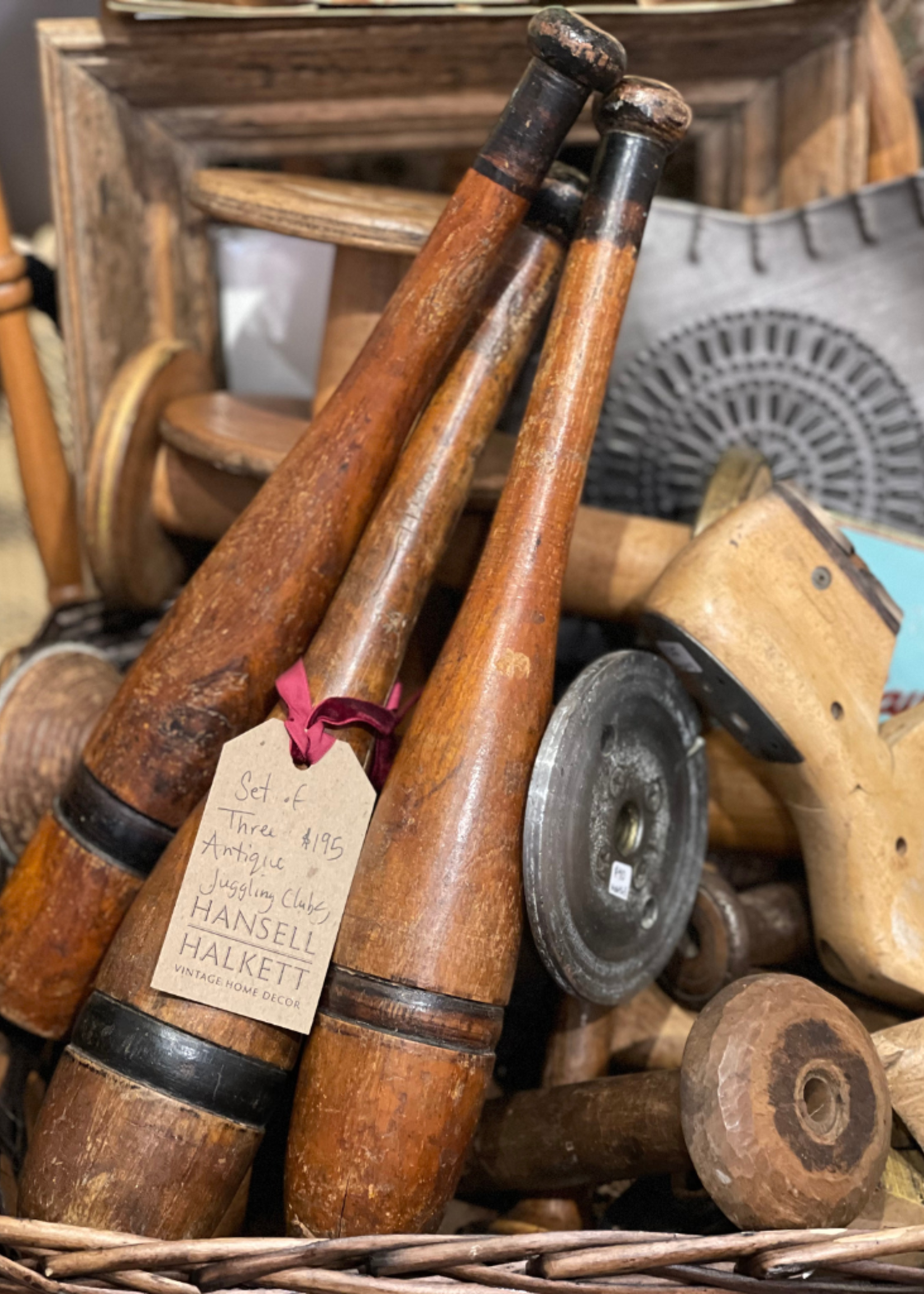 Set of 3 Antique Juggling Clubs