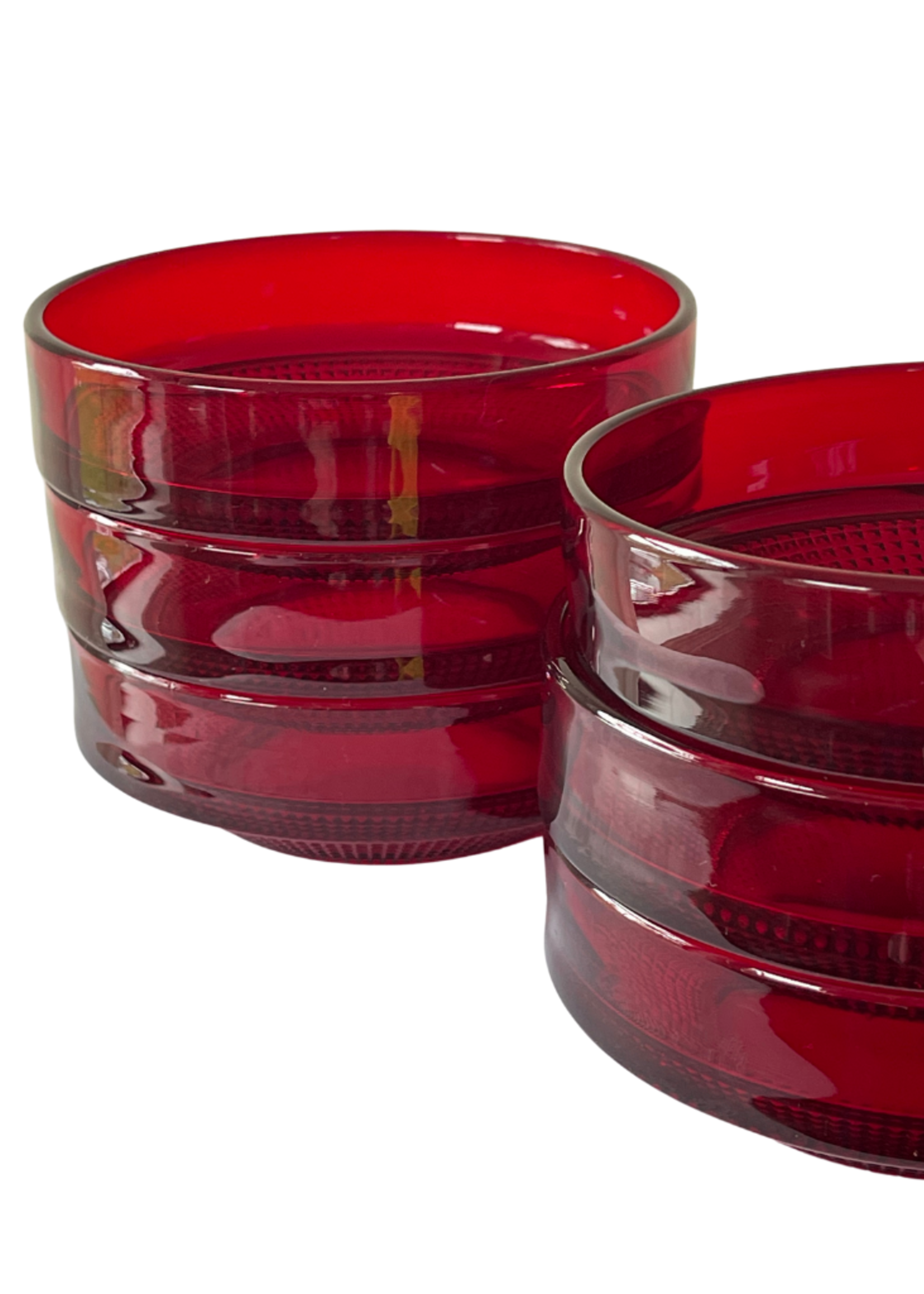Red Glass Dessert Bowls