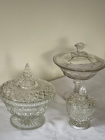 Vintage Tall  Glass Candy Jar with Lid 8"