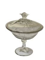 Vintage Tall  Glass Candy Jar with Lid 8"