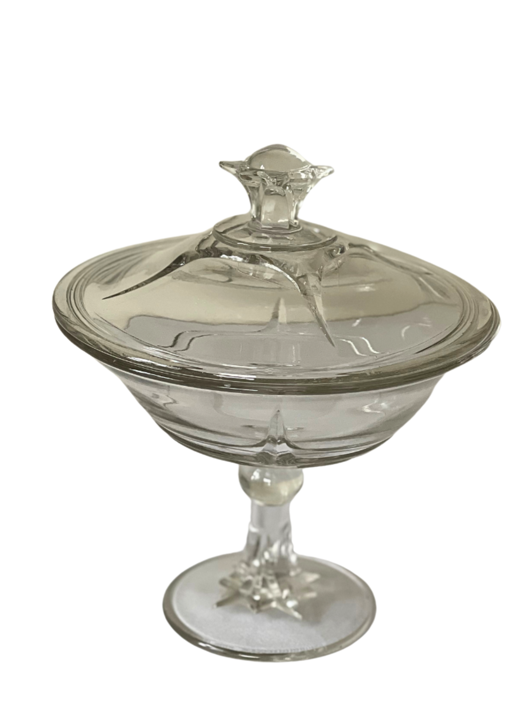 Vintage Tall  Glass Candy Jar with Lid 8"