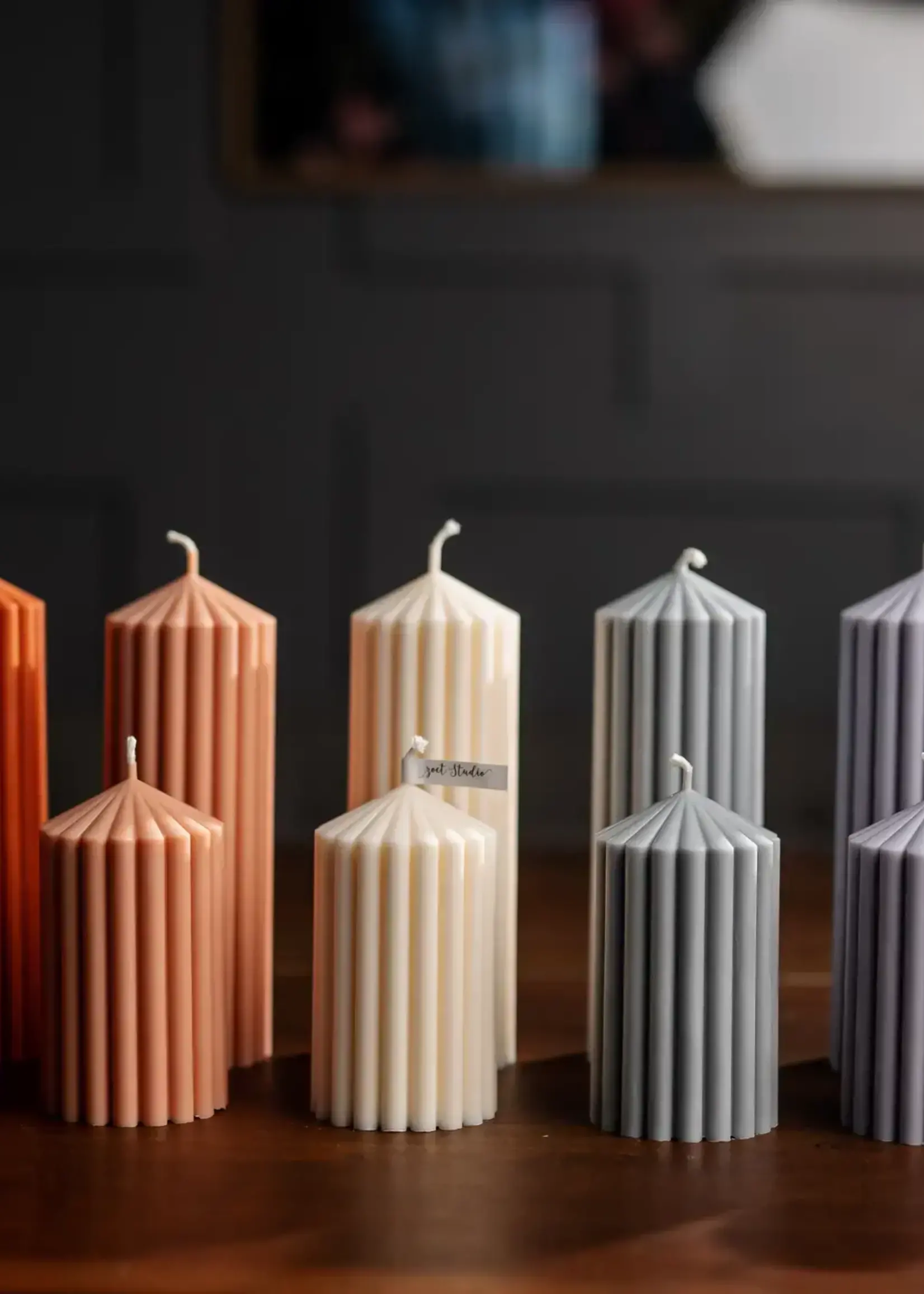 ZOETSTUDIO Ribbed Pillar Candle, 13cm  Cream