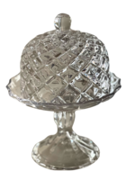 Elegant Glass Butter Pedestal Dish with Lid 6.5"