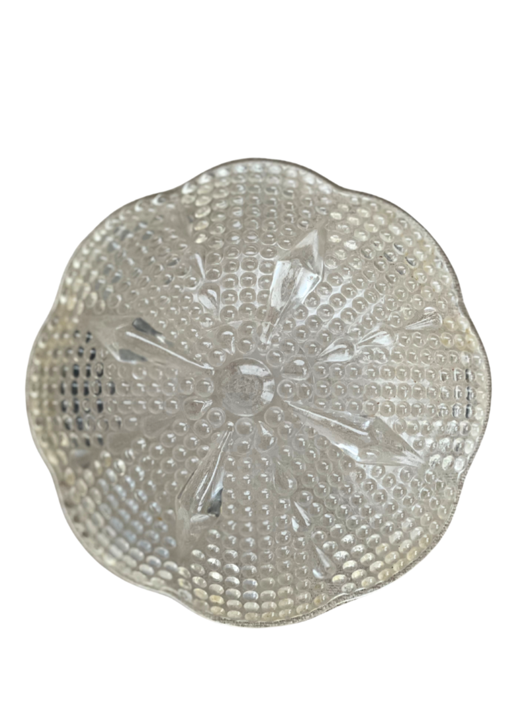 Scalloped Beaded Glass Candy Dish 6.25"dia.