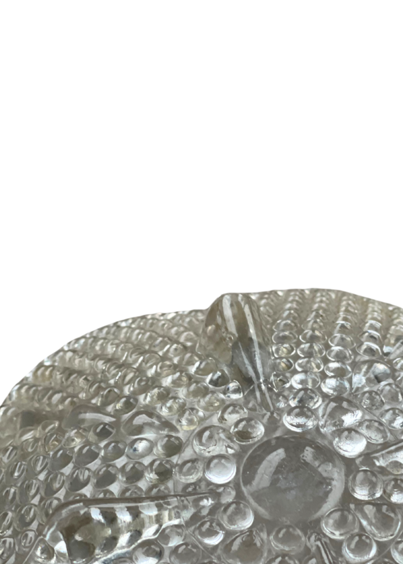 Scalloped Beaded Glass Candy Dish 6.25"dia.