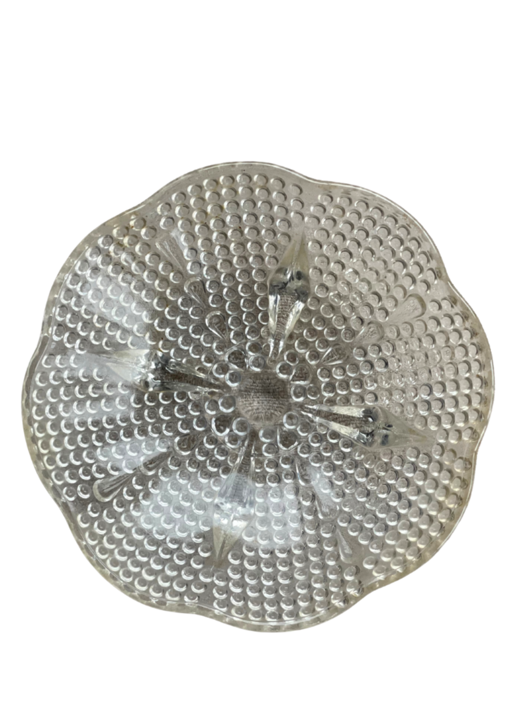 Scalloped Beaded Glass Candy Dish 6.25"dia.