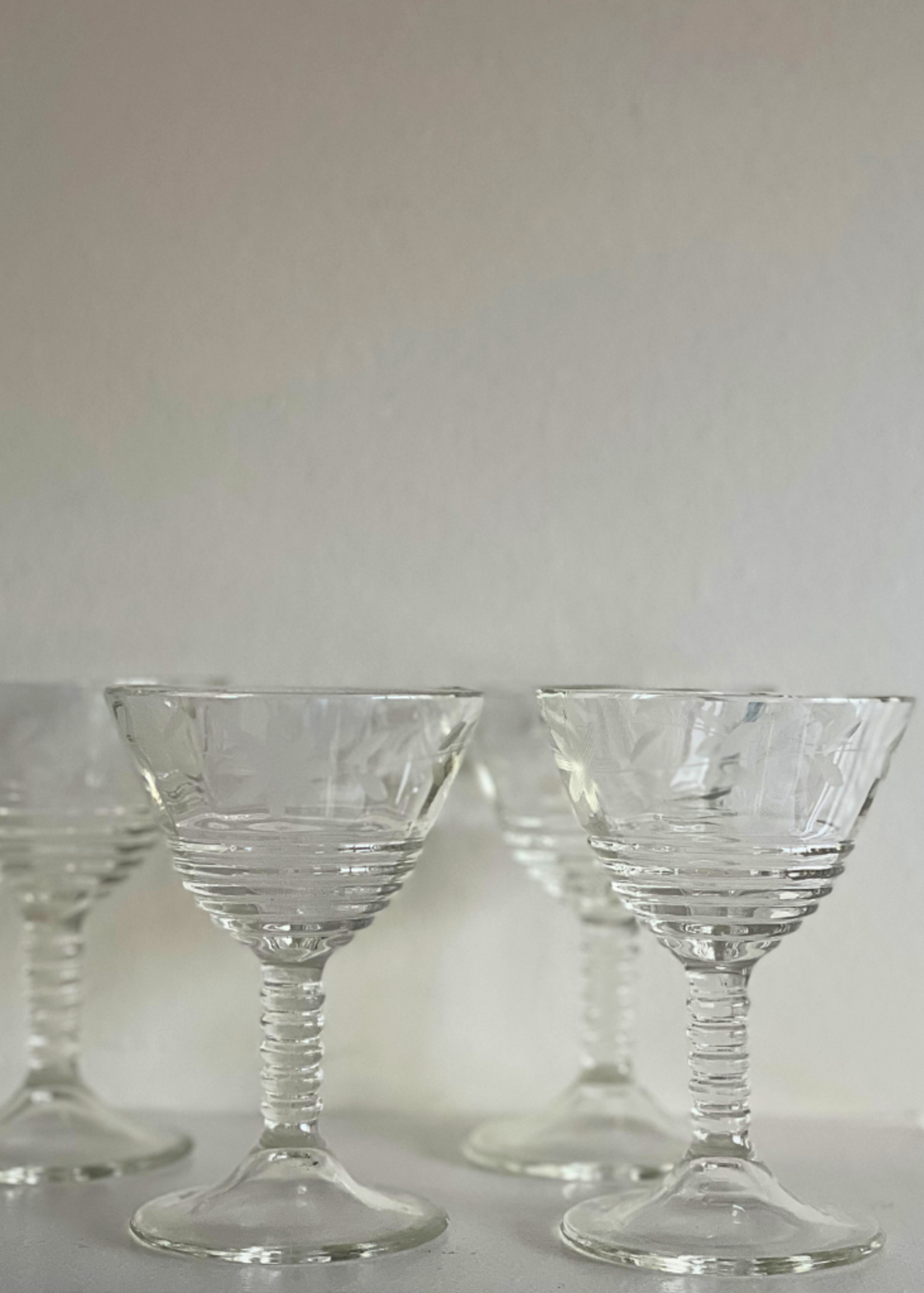 Set of 4 Etched Basket glasses