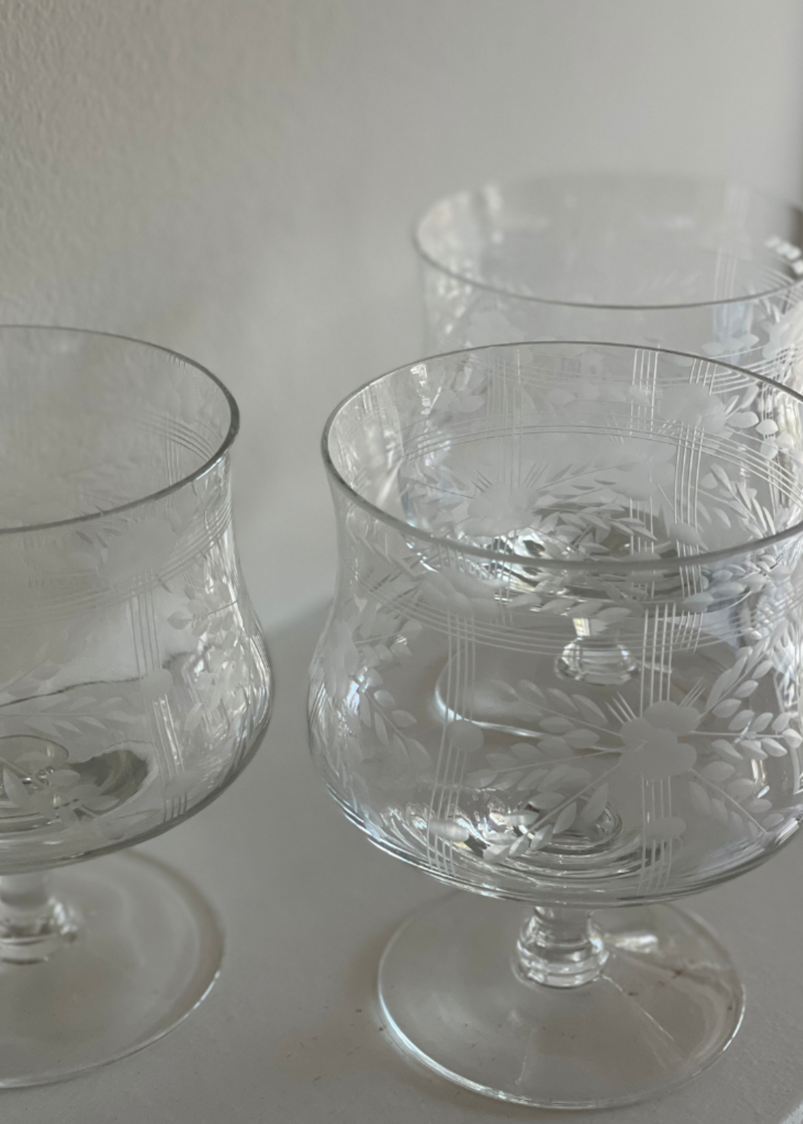 Large Belly Etched  Glass 3.5"dia. x 5"h