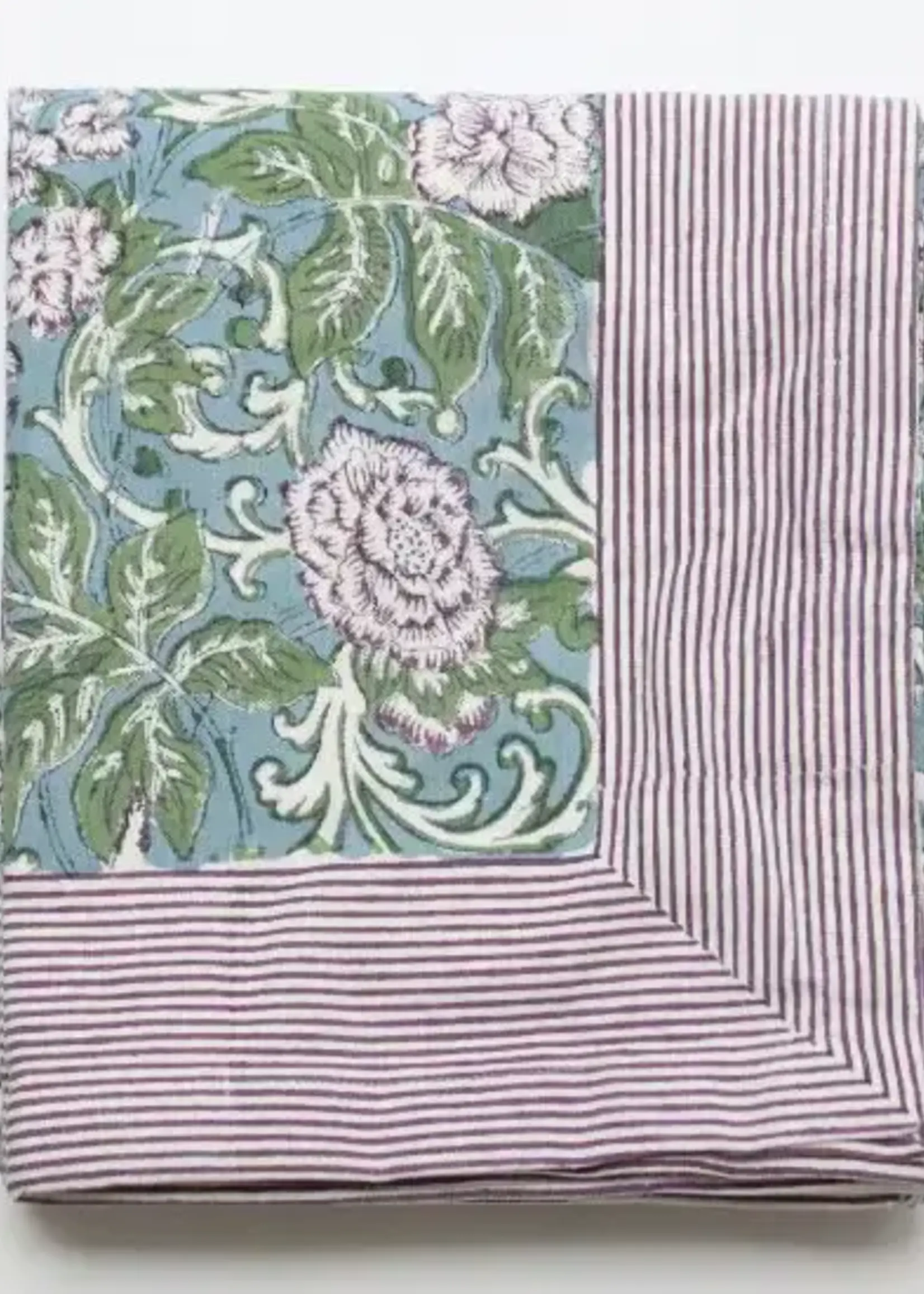 Rozablue Hand block printed tablecloth, Chintz Aubergine, 160cm x 270cm